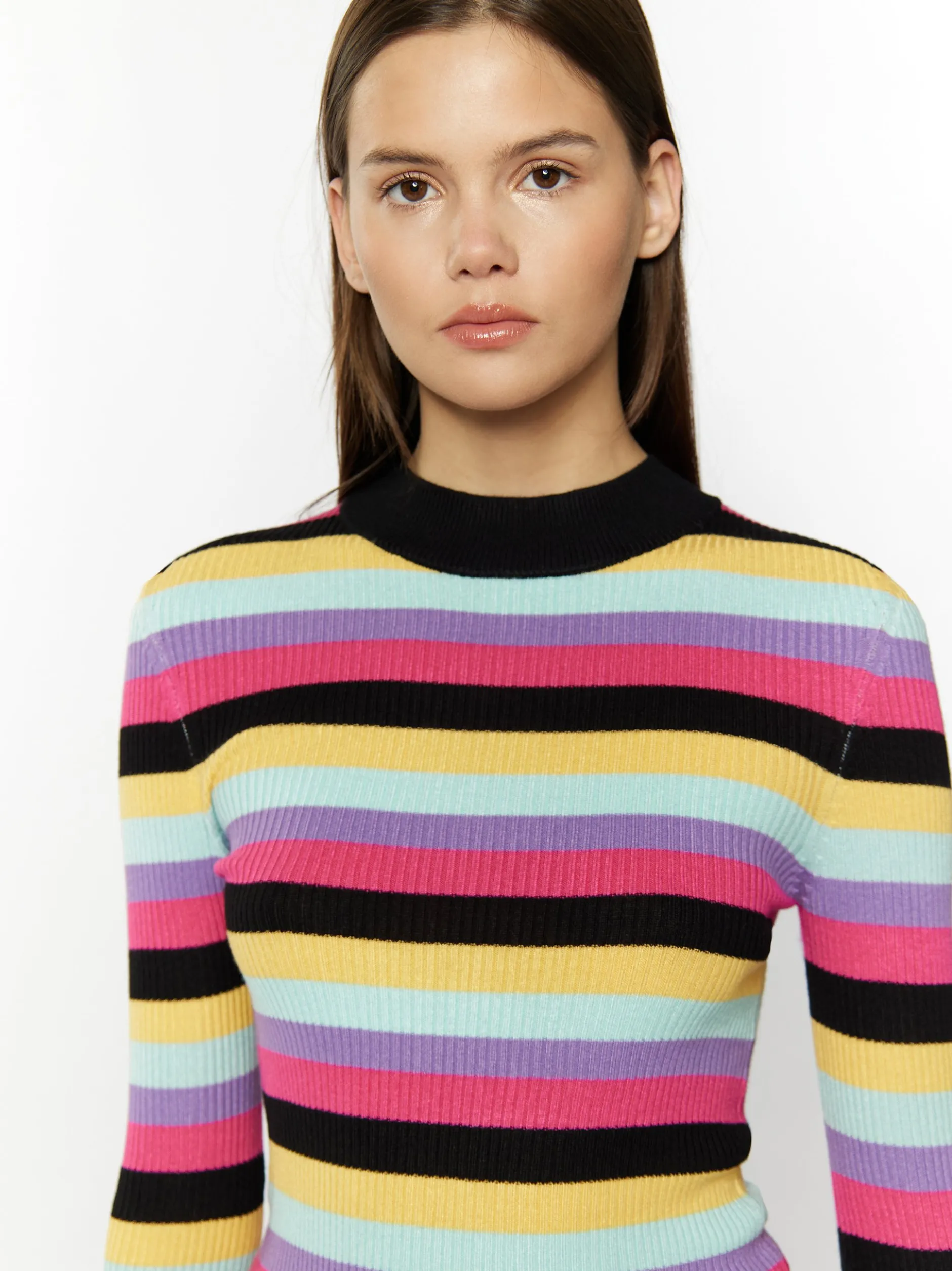 MyMo Damen Rippstrickpullover in mehrfarbig