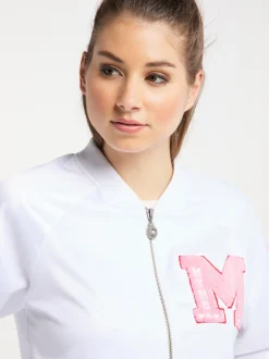 MyMo Damen Satinblouson in weiß