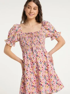 MyMo Damen Sommerkleid in rosa - Ausschnitt: ohne Kragen