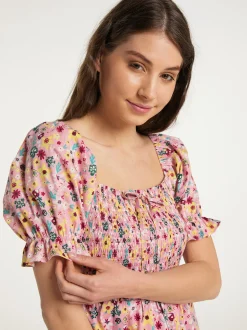 MyMo Damen Sommerkleid in rosa - Ausschnitt: ohne Kragen