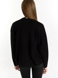 MyMo Damen Strickcardigan in schwarz