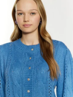 MyMo Damen Strickcardigan in hellblau