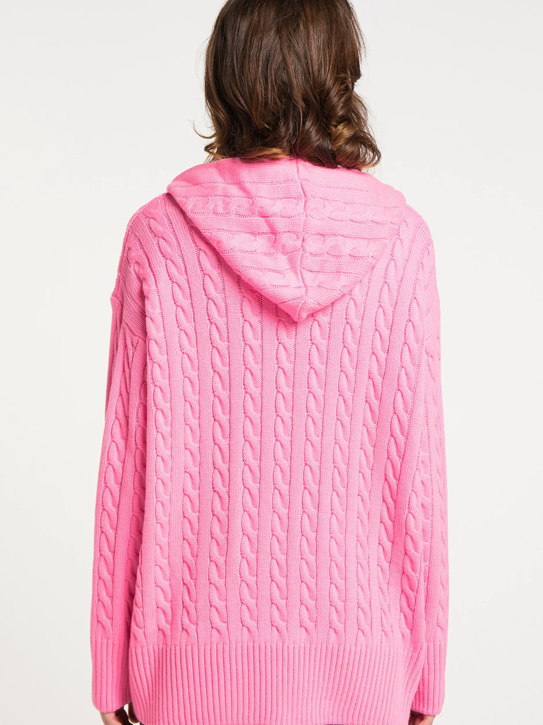 MyMo Damen Strickhoodie in pink