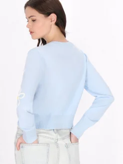MyMo Damen Strickjacke in blau - Ausschnitt: Rundhals