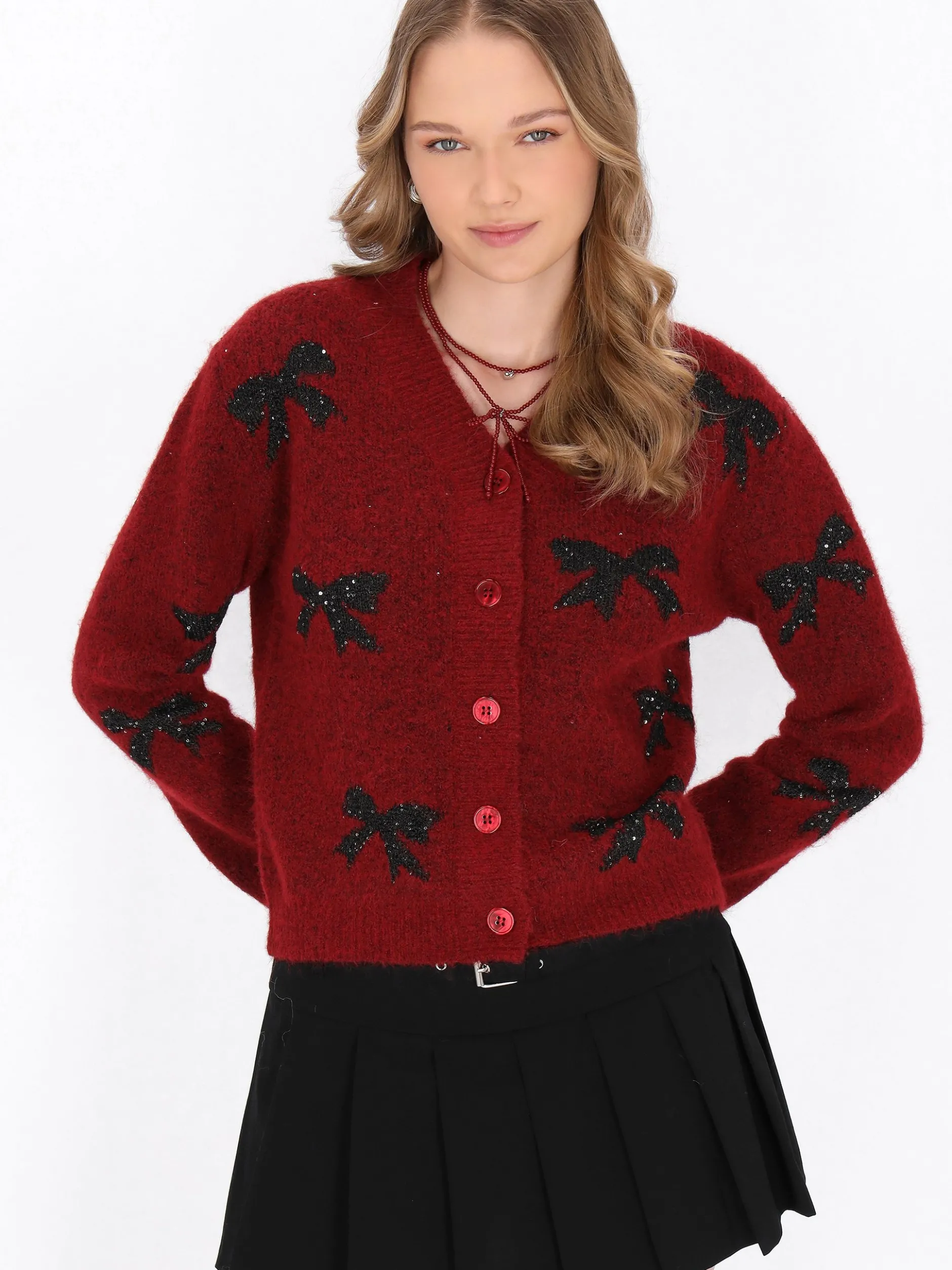 MyMo Damen Strickjacke in bordeaux