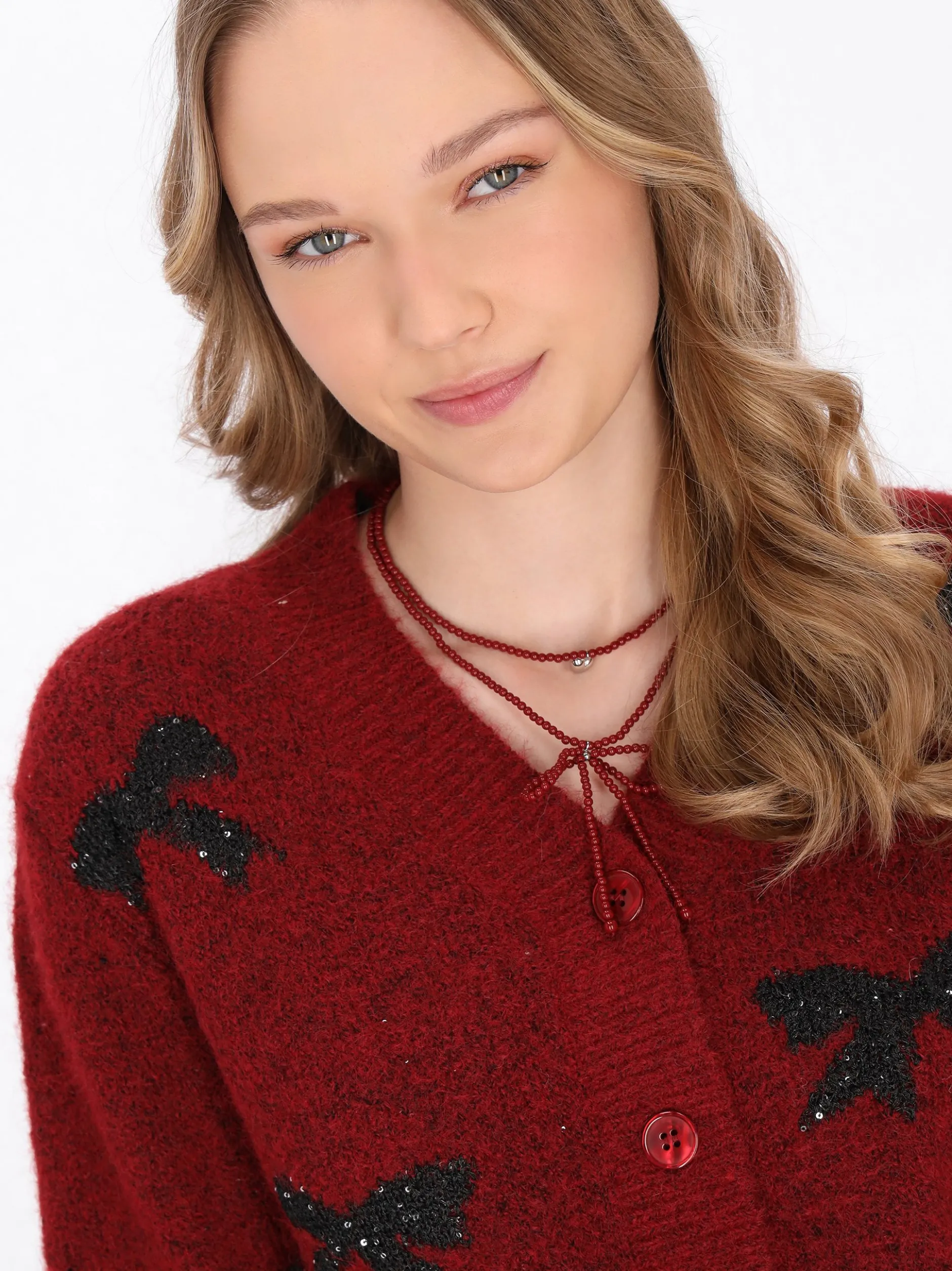 MyMo Damen Strickjacke in bordeaux