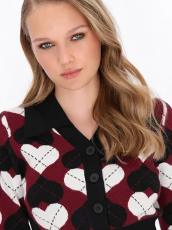 MyMo Damen Strickjacke in bordeaux