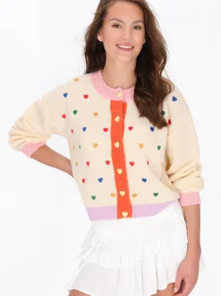 MyMo Damen Strickjacke in ecru - Ausschnitt: Rundhals
