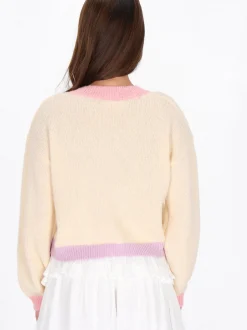 MyMo Damen Strickjacke in ecru - Ausschnitt: Rundhals