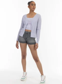MyMo Damen Strickjacke in flieder