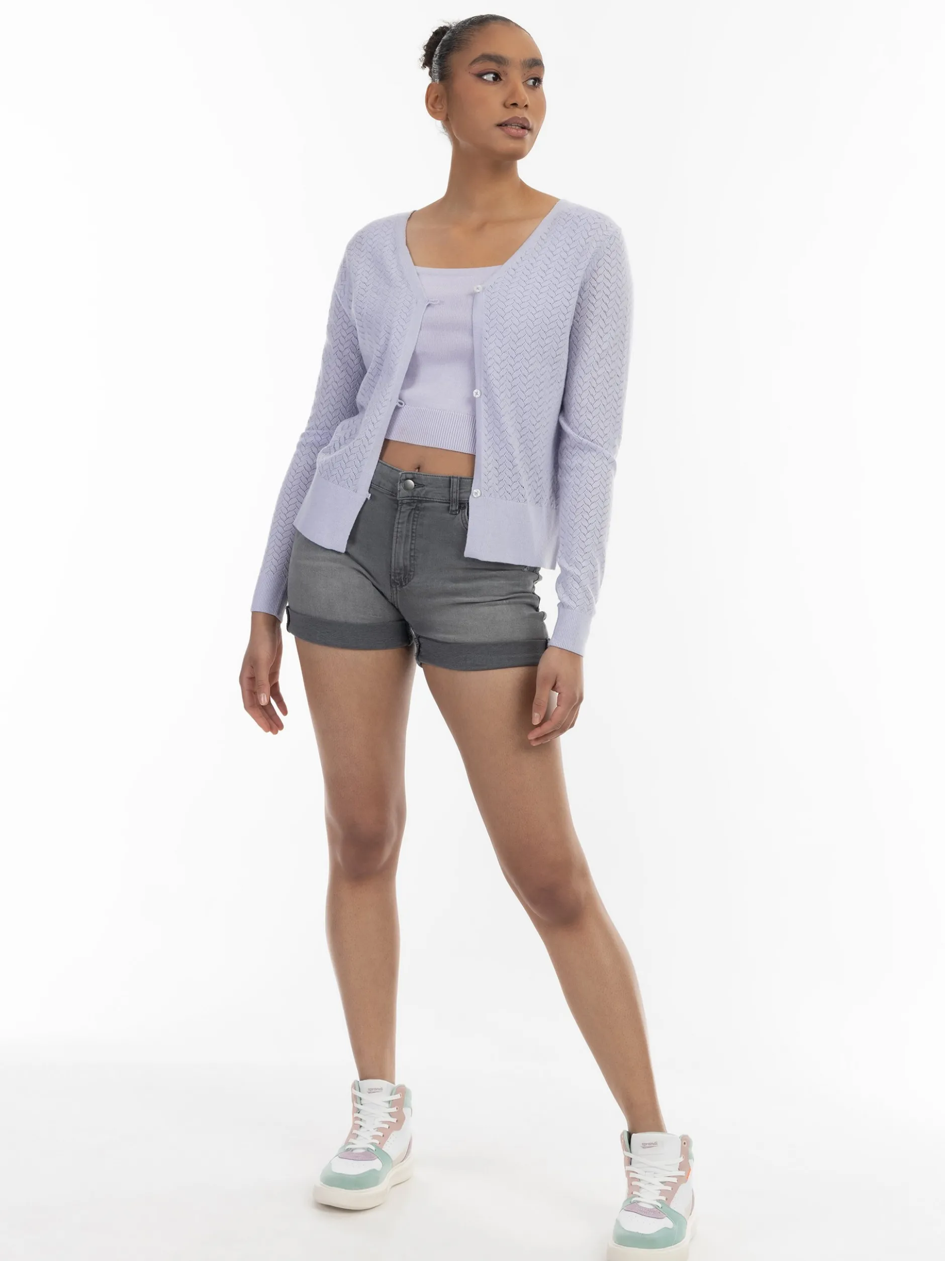 MyMo Damen Strickjacke in flieder