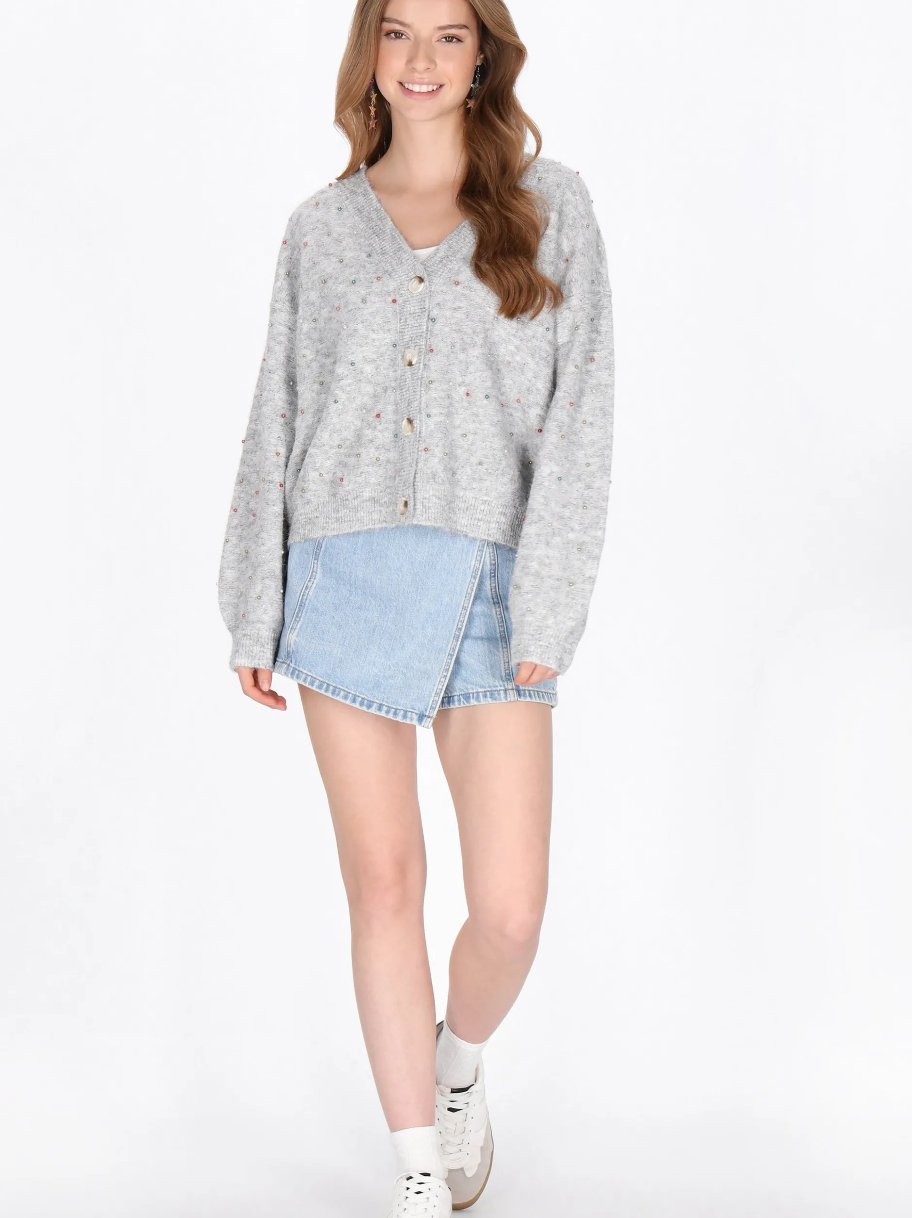 MyMo Damen Strickjacke in grau