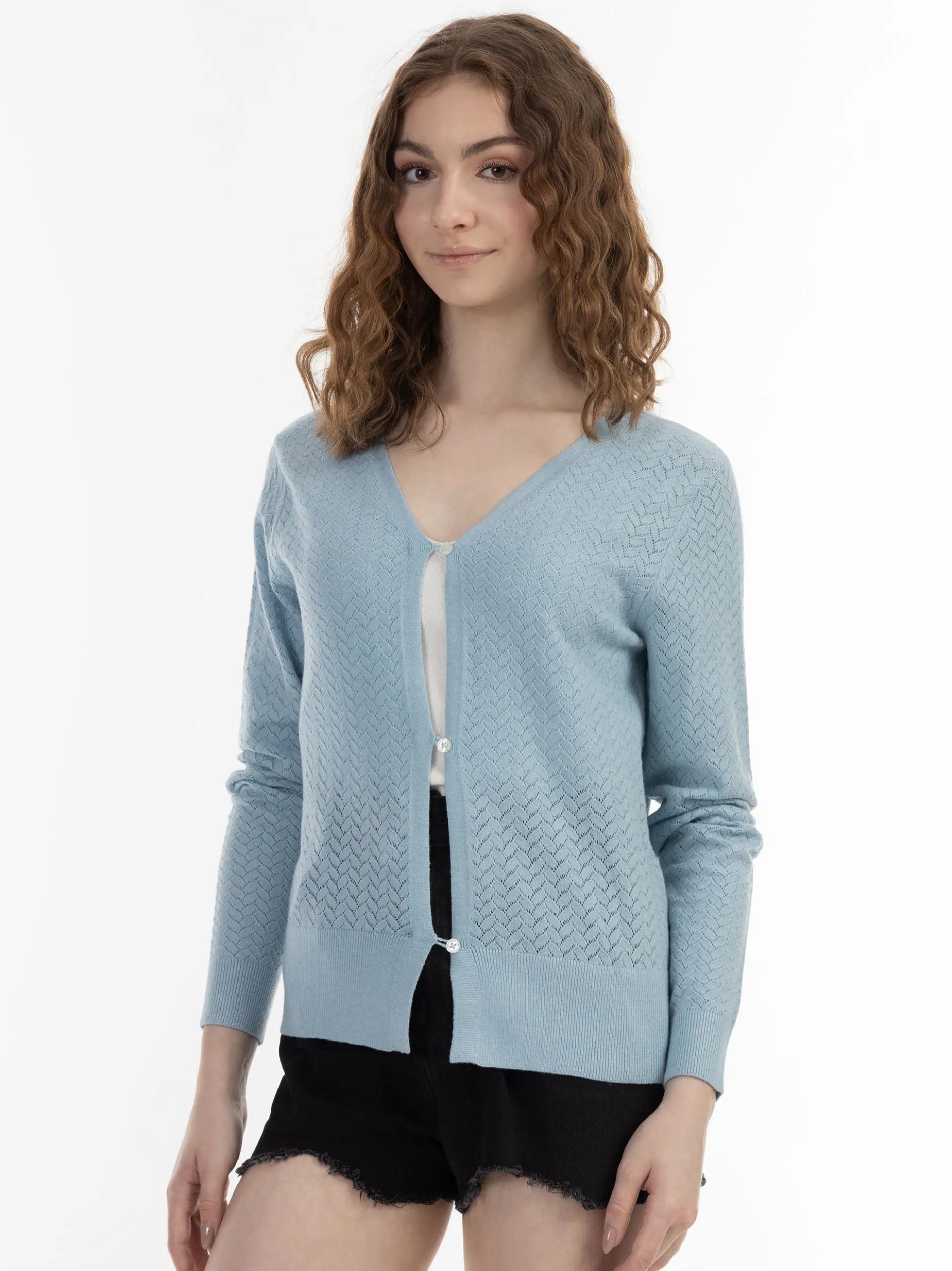 MyMo Damen Strickjacke in hellblau