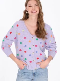 MyMo Damen Strickjacke in lila
