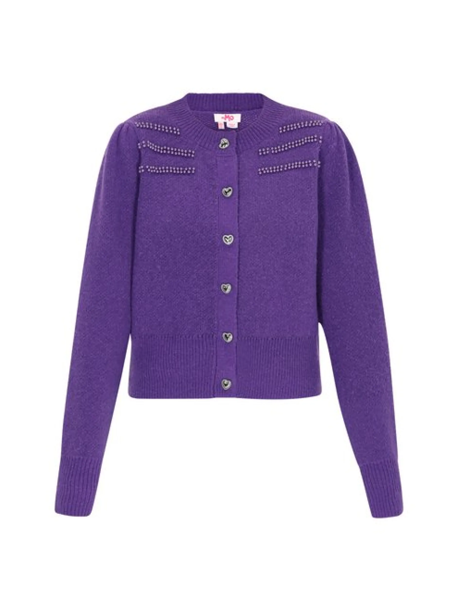 MyMo Damen Strickjacke in lila - Ausschnitt: Rundhals