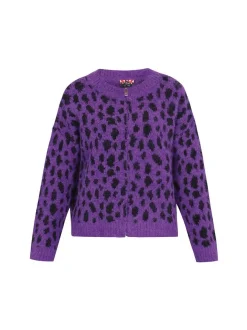 MyMo Damen Strickjacke in lila - Ausschnitt: Rundhals