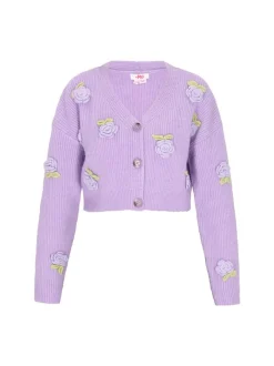 MyMo Damen Strickjacke in lila