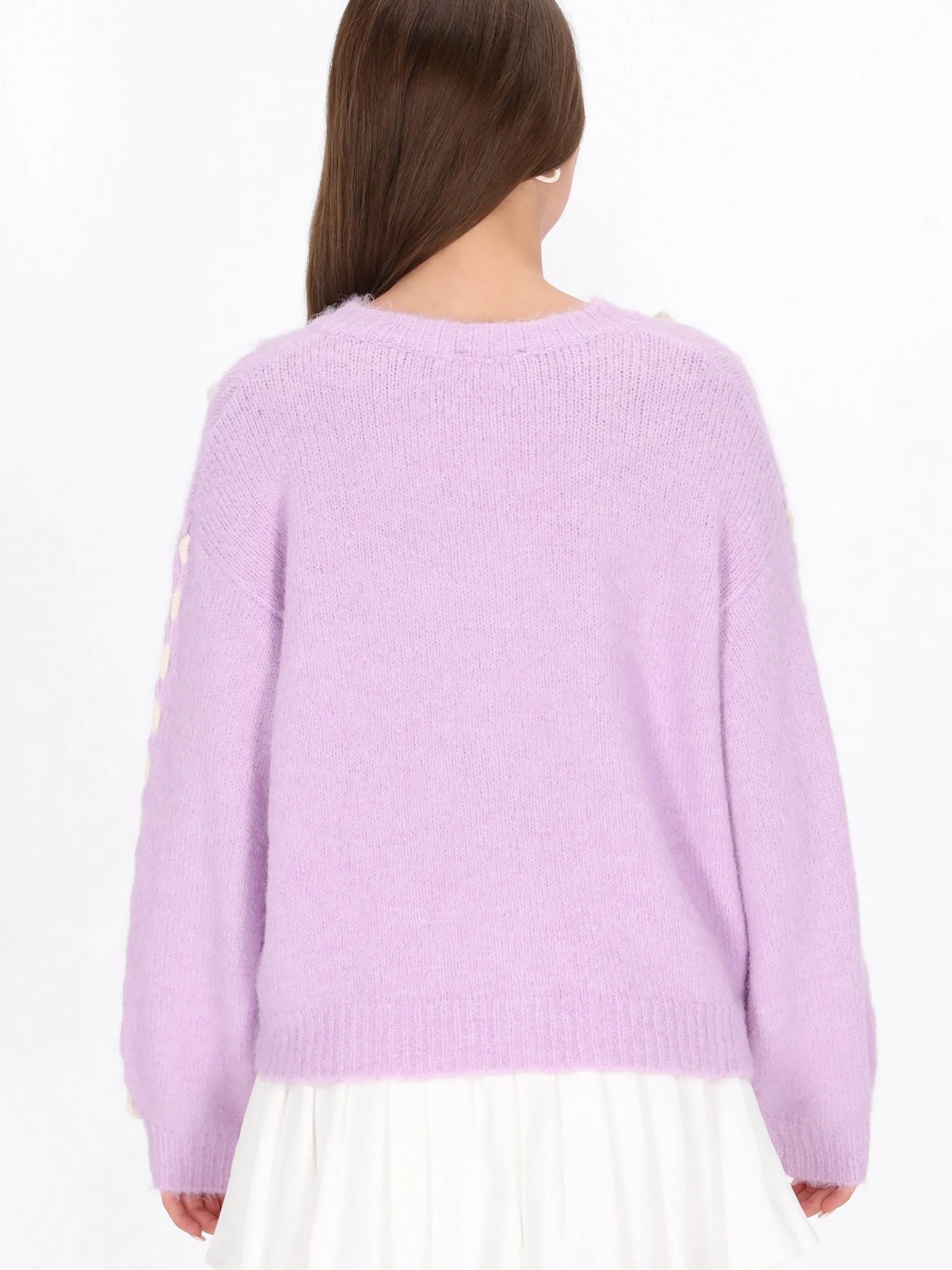 MyMo Damen Strickjacke in lila - Ausschnitt: Rundhals
