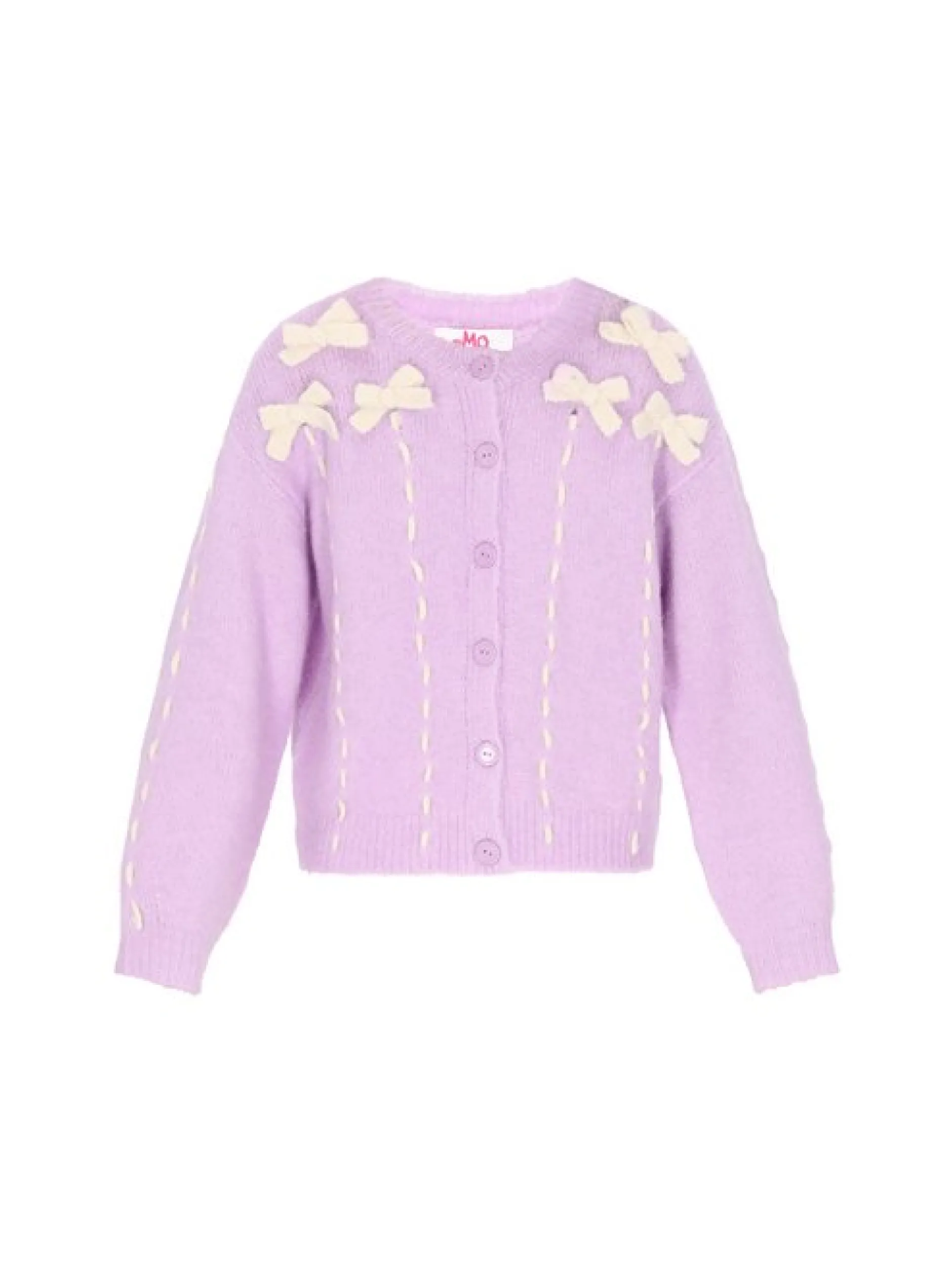 MyMo Damen Strickjacke in lila - Ausschnitt: Rundhals