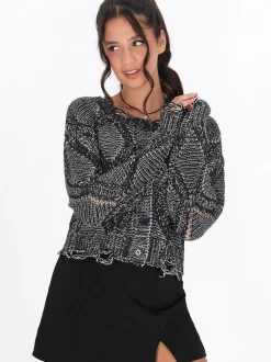 MyMo Damen Strickjacke in marine - Ausschnitt: Rundhals