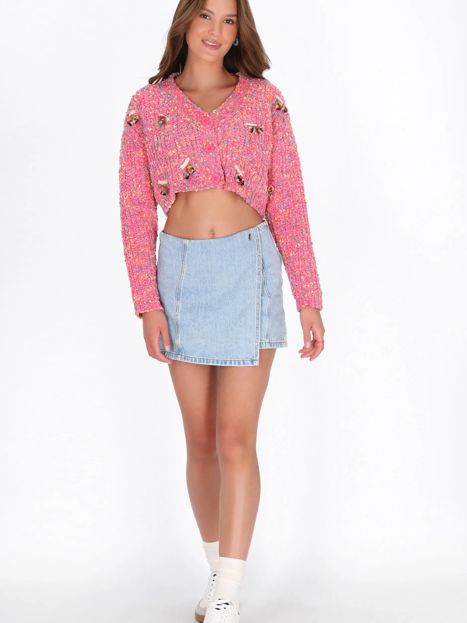MyMo Damen Strickjacke in mehrfarbig