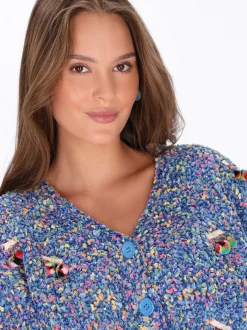 MyMo Damen Strickjacke in mehrfarbig