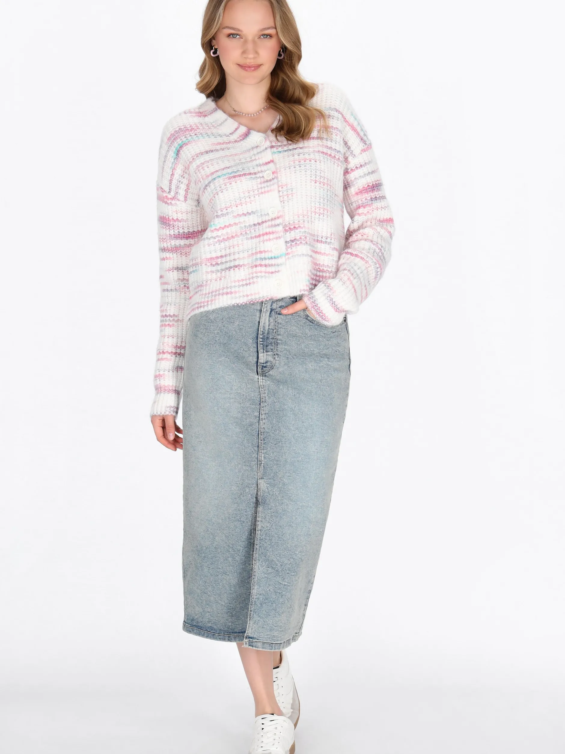 MyMo Damen Strickjacke in mehrfarbig