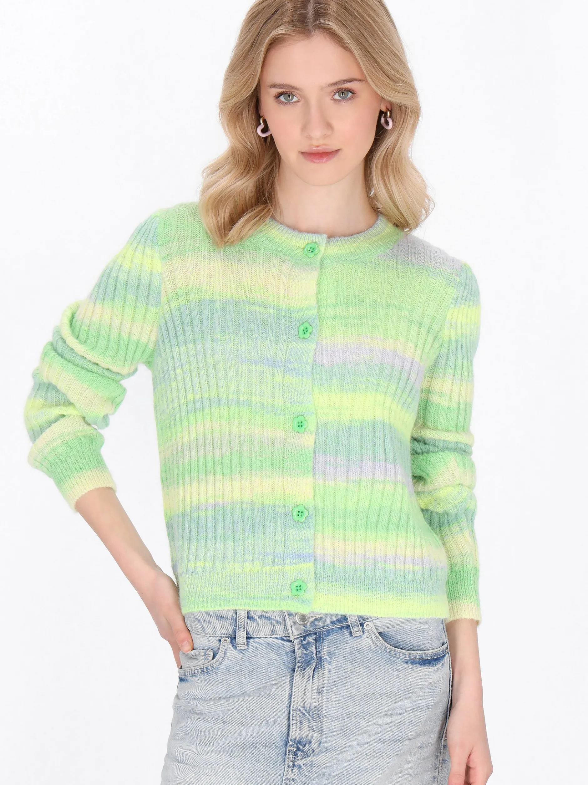 MyMo Damen Strickjacke in mehrfarbig