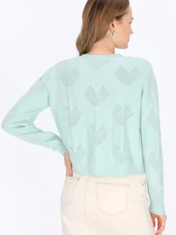 MyMo Damen Strickjacke in mint - Ausschnitt: Rundhals