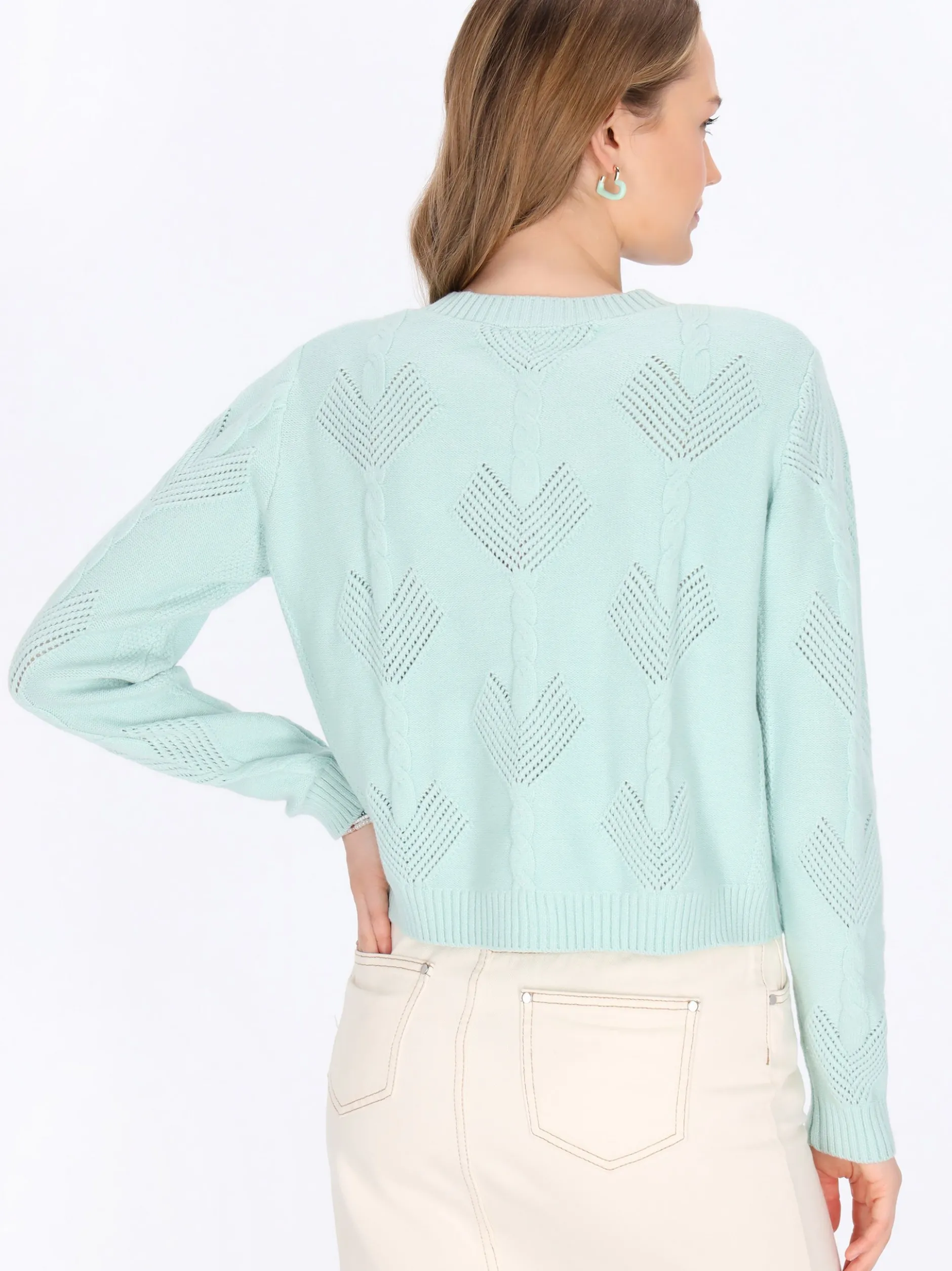 MyMo Damen Strickjacke in mint - Ausschnitt: Rundhals