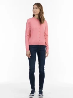 MyMo Damen Strickjacke in pink - Ausschnitt: Rundhals