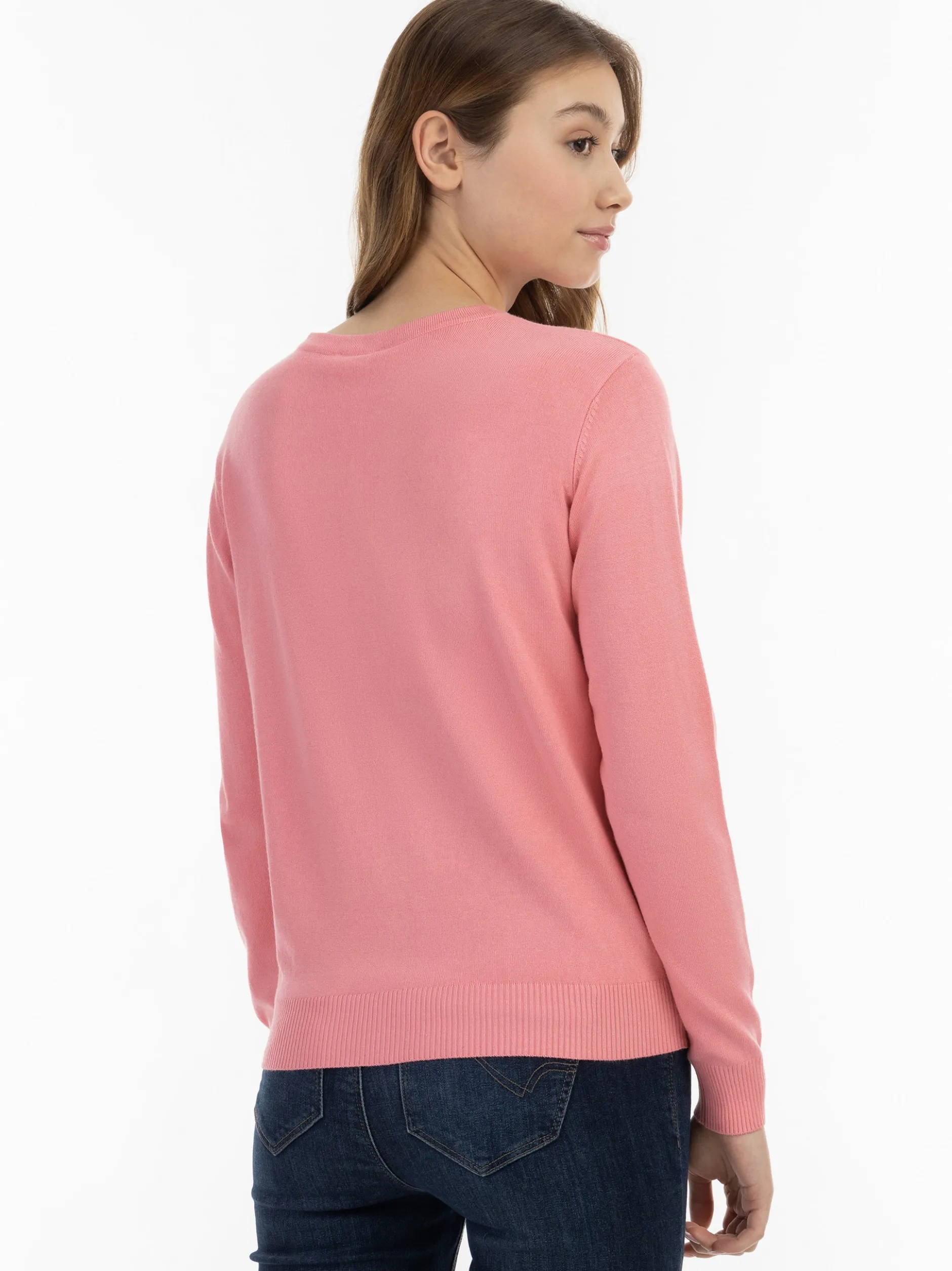 MyMo Damen Strickjacke in pink - Ausschnitt: Rundhals
