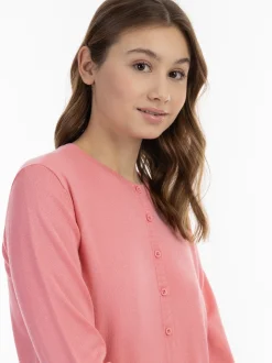 MyMo Damen Strickjacke in pink - Ausschnitt: Rundhals