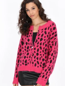 MyMo Damen Strickjacke in pink - Ausschnitt: Rundhals