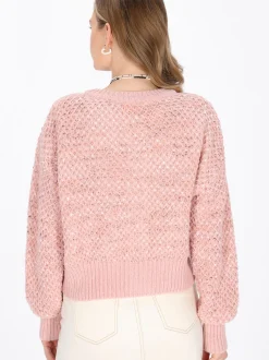 MyMo Damen Strickjacke in pink - Ausschnitt: Rundhals