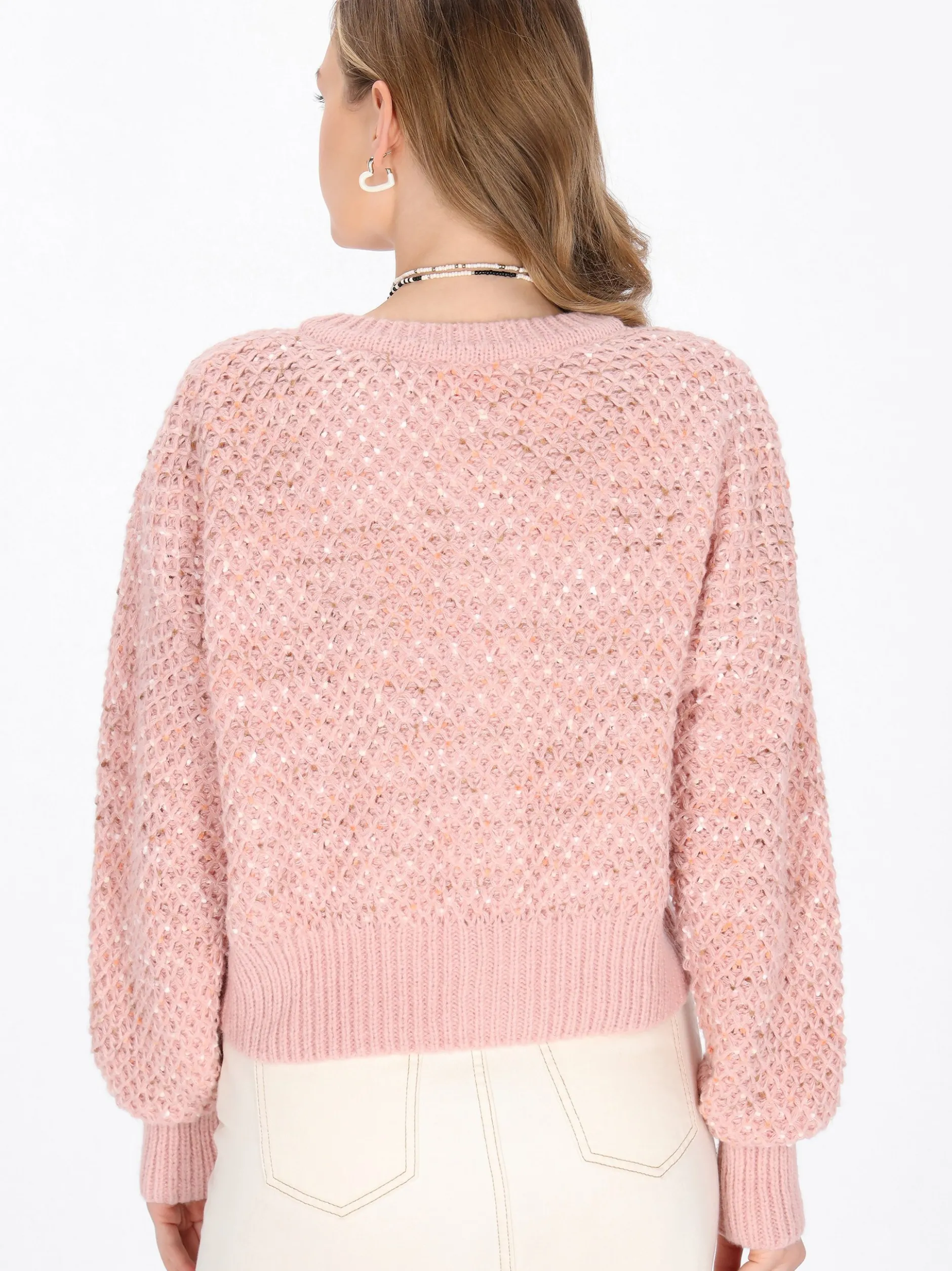 MyMo Damen Strickjacke in pink - Ausschnitt: Rundhals