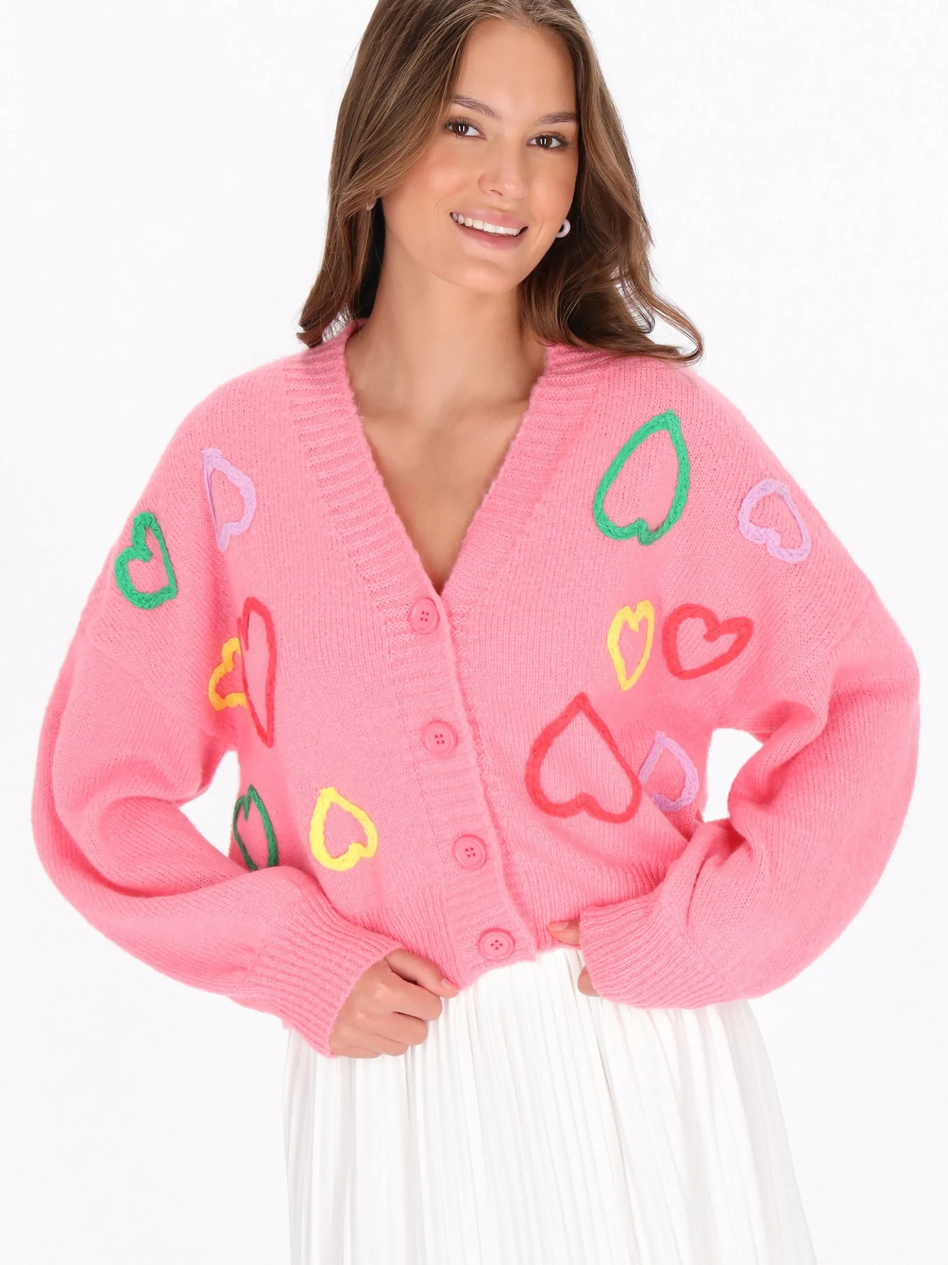 MyMo Damen Strickjacke in pink