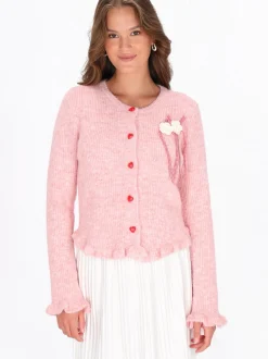 MyMo Damen Strickjacke in pink - Ausschnitt: Rundhals
