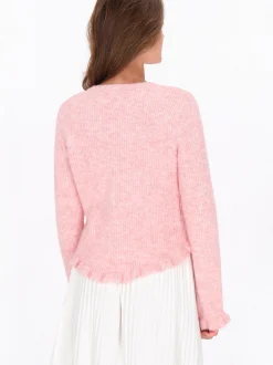 MyMo Damen Strickjacke in pink - Ausschnitt: Rundhals