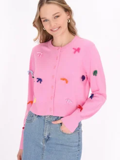 MyMo Damen Strickjacke in pink - Ausschnitt: Rundhals