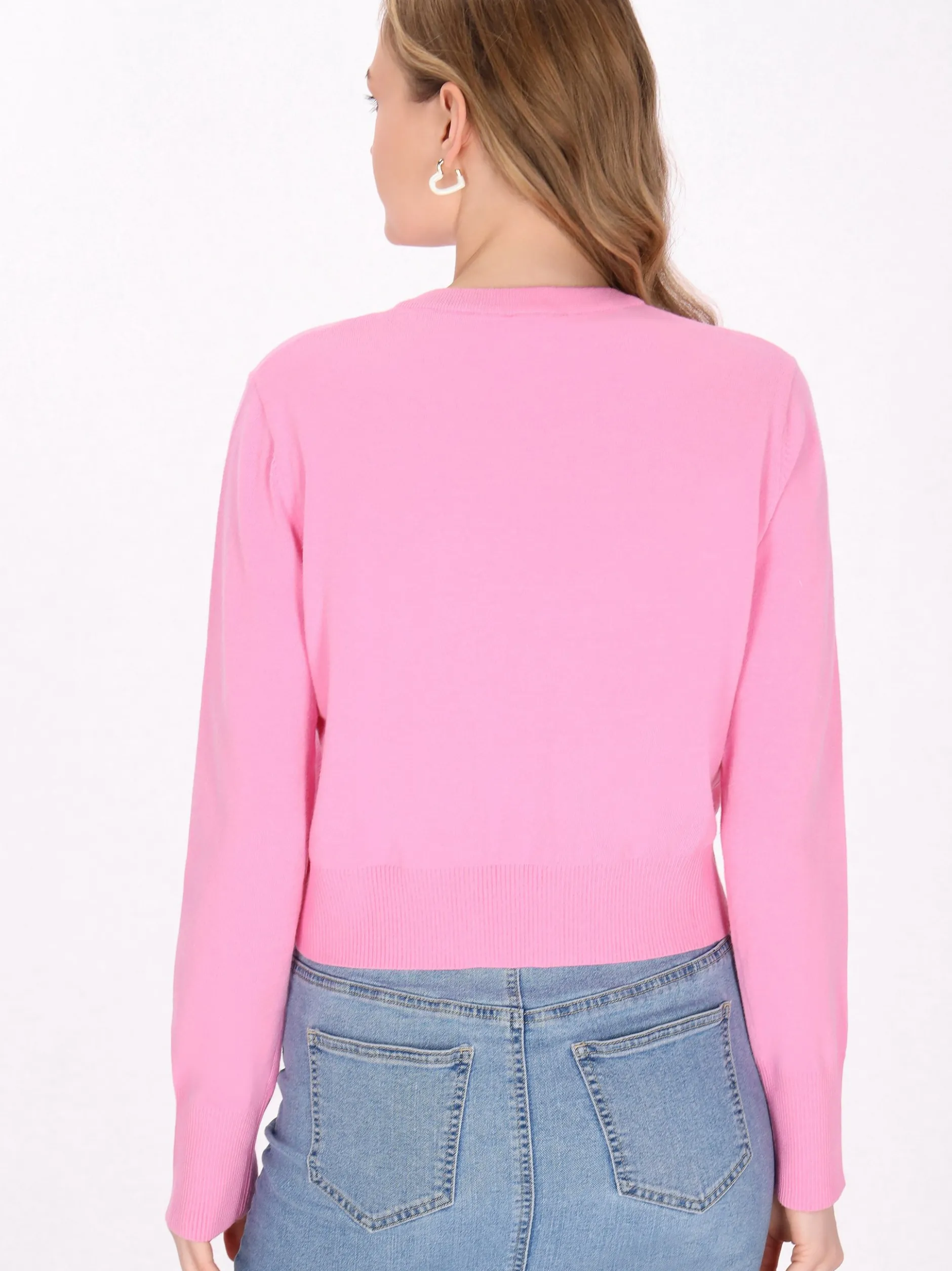 MyMo Damen Strickjacke in pink - Ausschnitt: Rundhals