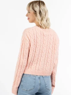 MyMo Damen Strickjacke in rosa - Ausschnitt: Rundhals