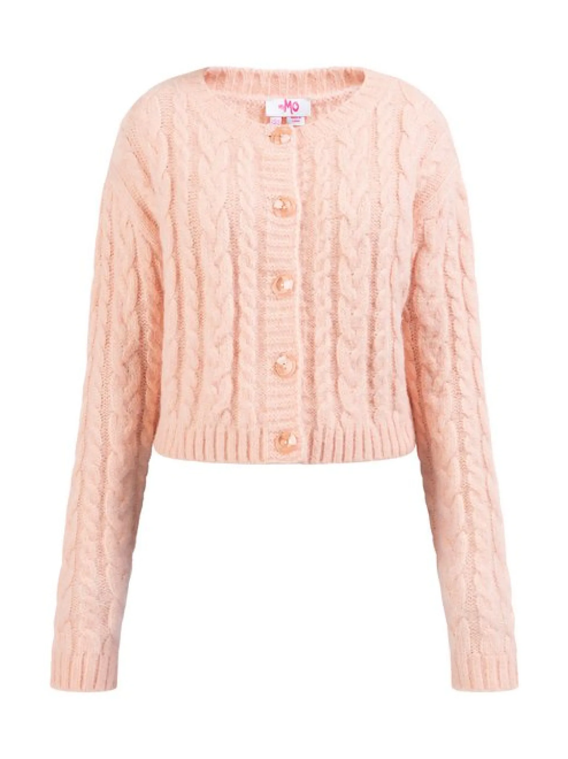 MyMo Damen Strickjacke in rosa - Ausschnitt: Rundhals