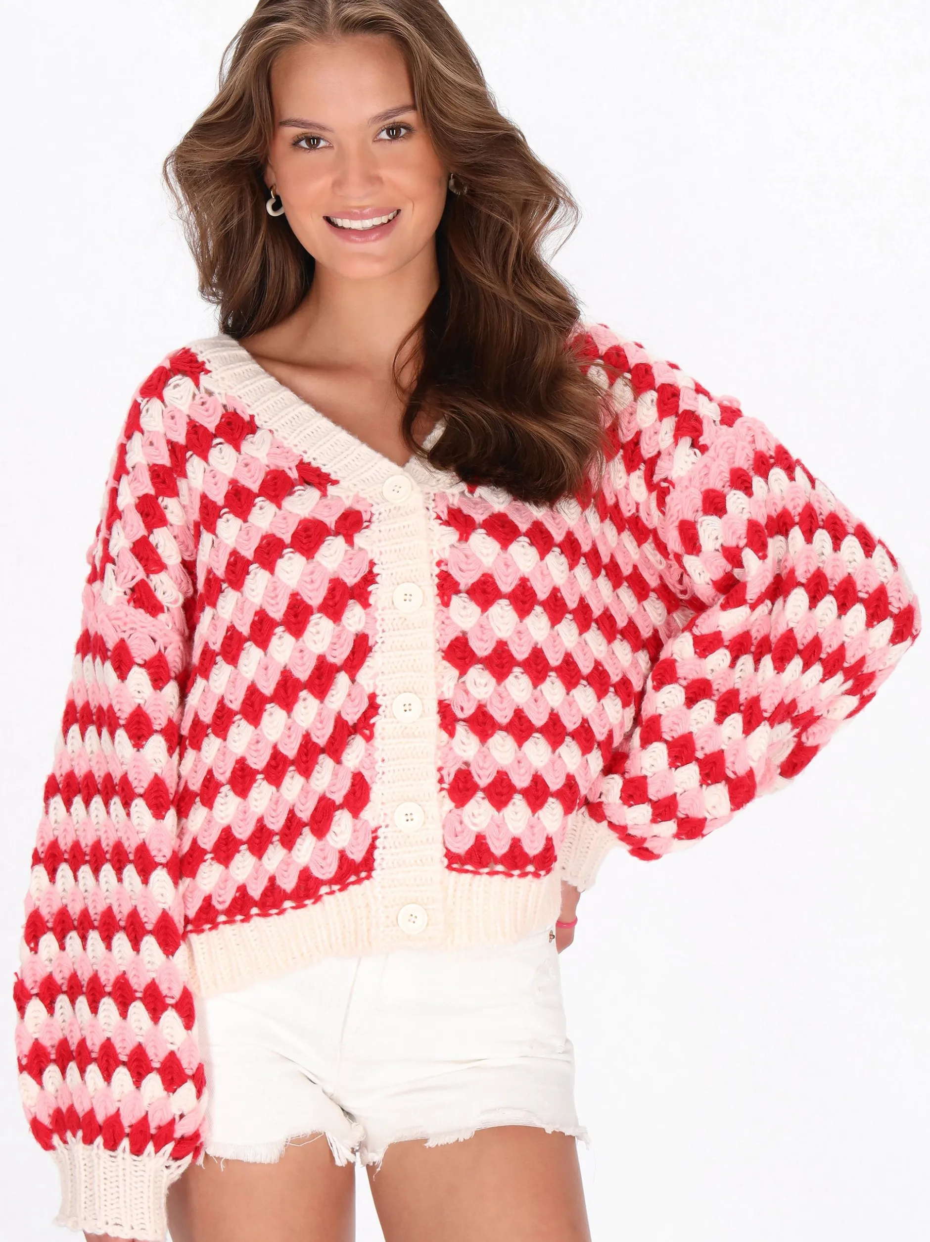 MyMo Damen Strickjacke in rot