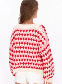 MyMo Damen Strickjacke in rot