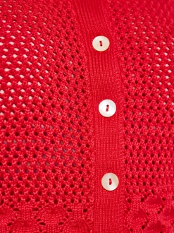 MyMo Damen Strickjacke in rot