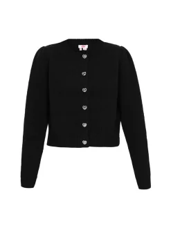 MyMo Damen Strickjacke in schwarz - Ausschnitt: Rundhals