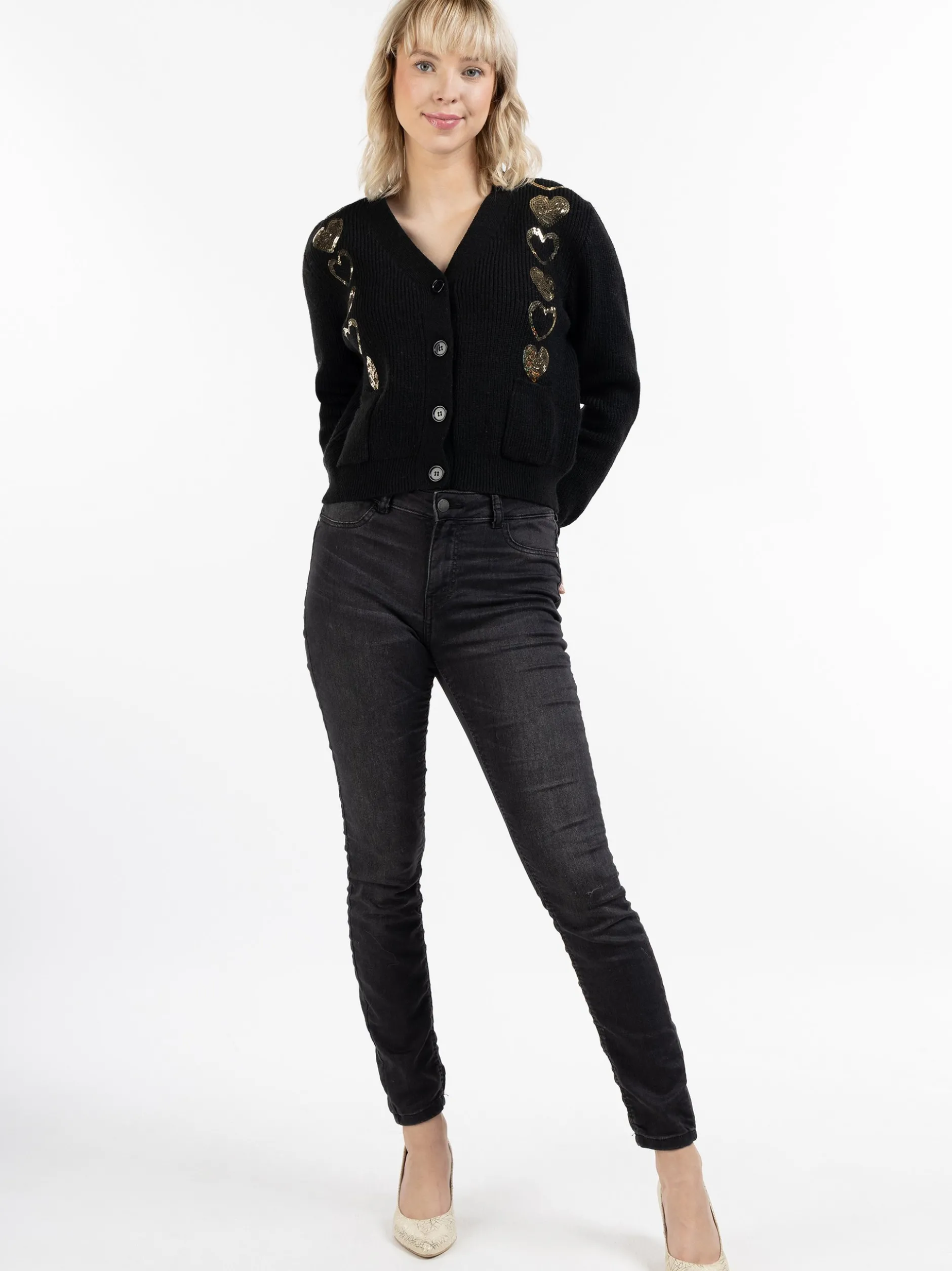 MyMo Damen Strickjacke in schwarz