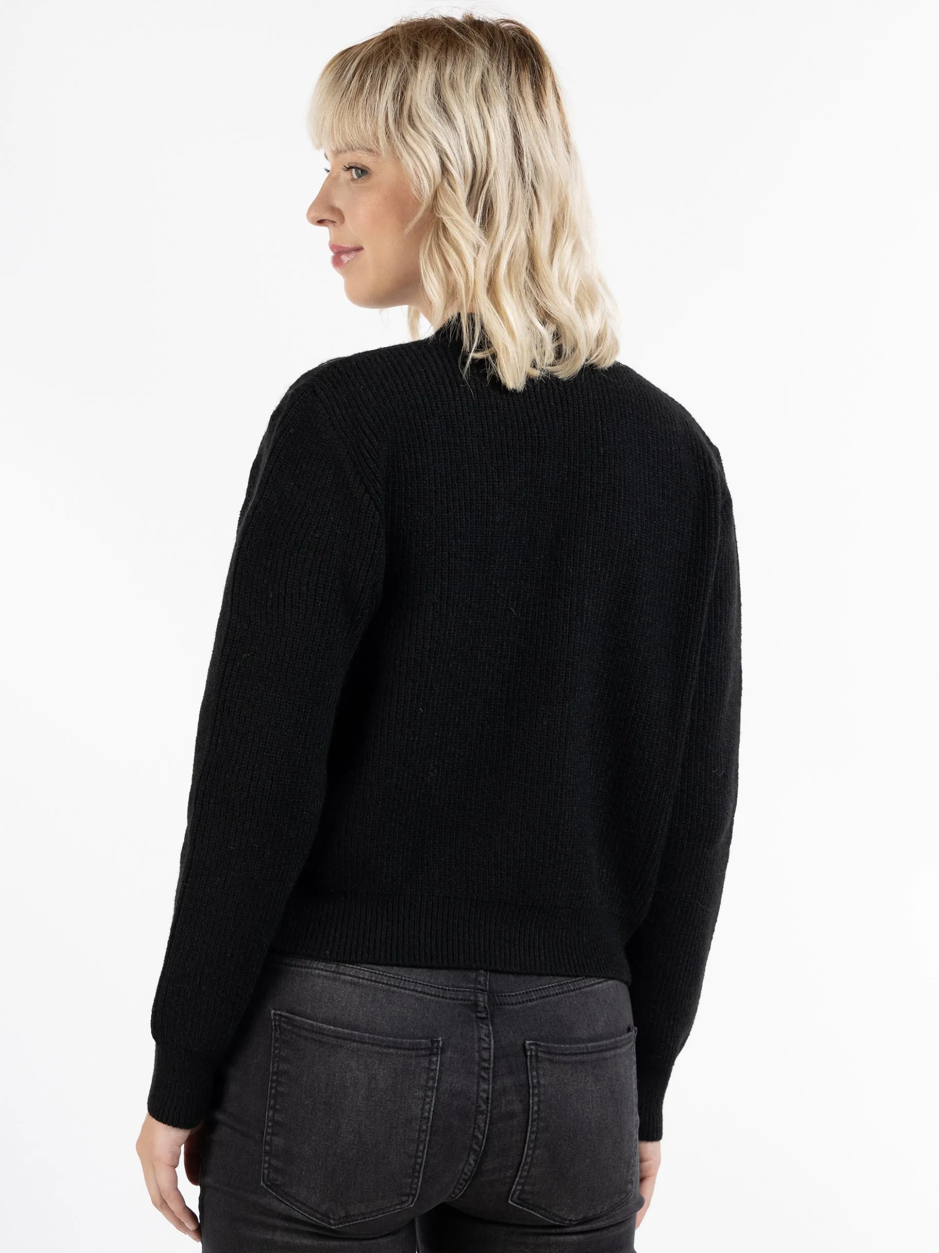 MyMo Damen Strickjacke in schwarz