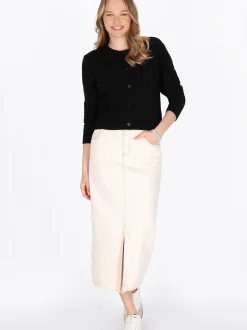MyMo Damen Strickjacke in schwarz - Ausschnitt: Rundhals